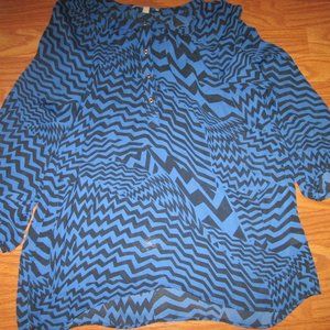 4/$40 Banana Republic Royal Blue Black Top Sz L